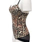 Padded Bra Bodysuits Women Sexy Leopard Print Mesh Patchwork Body Shaping Backless Sleeveless Beach Party Shapewear