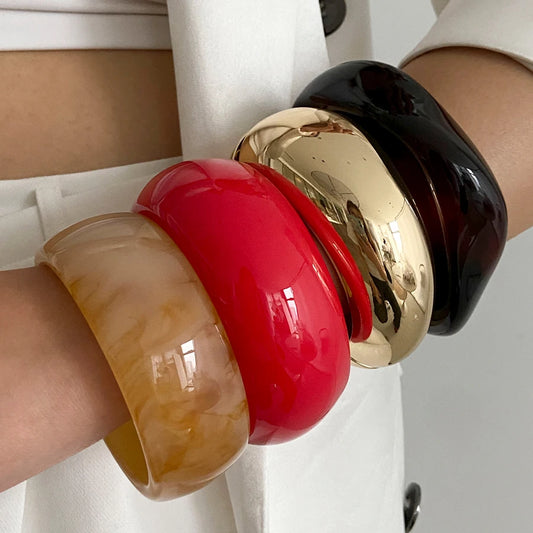 2025 Y2k Irregular Mixed Color Resin Bangles Bracelets for Women Punk Geometric Bracelet  Fashion Accessories Jewelry