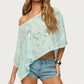 Y2K Sequin Floral One Shoulder Asymmetric Sheer Poncho Top for Women Flowy Batwing Sleeve Semi Sheer Cover Up Shawl Wrap