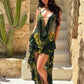 Print 2 Piece Set Backless Halter Top and Irregular High Low Skirt Co Ord Sets for Woman Beach Vacation Outfit