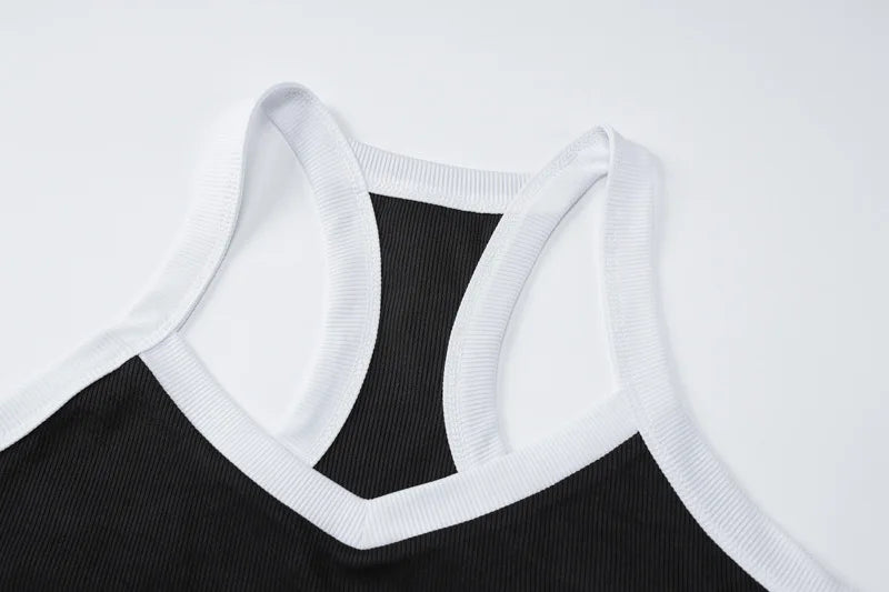 Black Ribbed Racerback Tank Top Summer Clothes Women 2024 Fashion Sexy Low Cut Deep V Neck Crop Tops