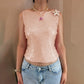 Women Y2K Sequin Pearl Starfish Tank Tops Teen Girls Sea Star Shiny Sleeveless Shirt Glitter Sparkly Summer Cami Top