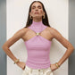 Turtleneck Basic Knit Tank Tops Women Vest Pullovers Metal Ring Camisole Sleeveless Skinny Knitted Tops Y2K Cropped Top
