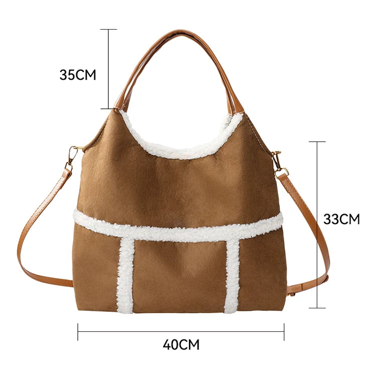 Y2K Classic Suede Lambswool Makeup Bag Crossbody Shoulder Bag For Women