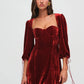Velvet Backless Sexy Mini Dress For Women Elegant Autumn Winter New Square Collar Half Sleeve Bodycon Club Party Dress