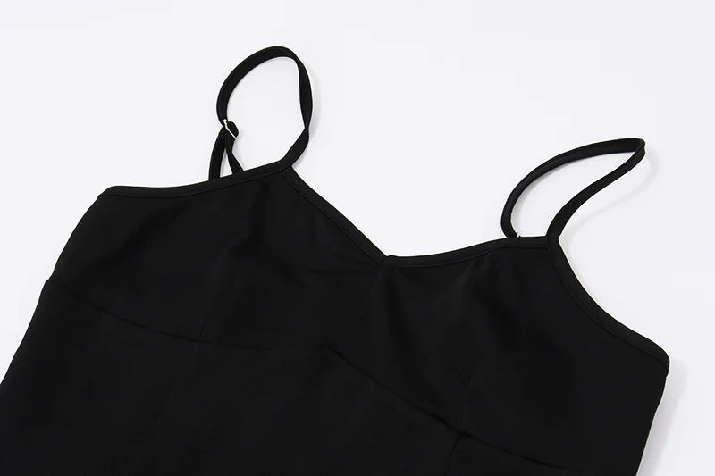 Black Patchwork Elegant Fit and Flared Dresses Woman Clothing Sleeveless Long Maxi Dress Party Evening Gown