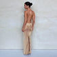 See Through Open Back Split Long Dresses Summer Woman Glitter Beach Dress Elegant Sexy Vacation Outfits