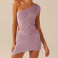 Women Knitted Bodycon Short Mini Dresses Sleeveless One Shoulder Cutout Wrapped Casual Party Summer Spring Dress