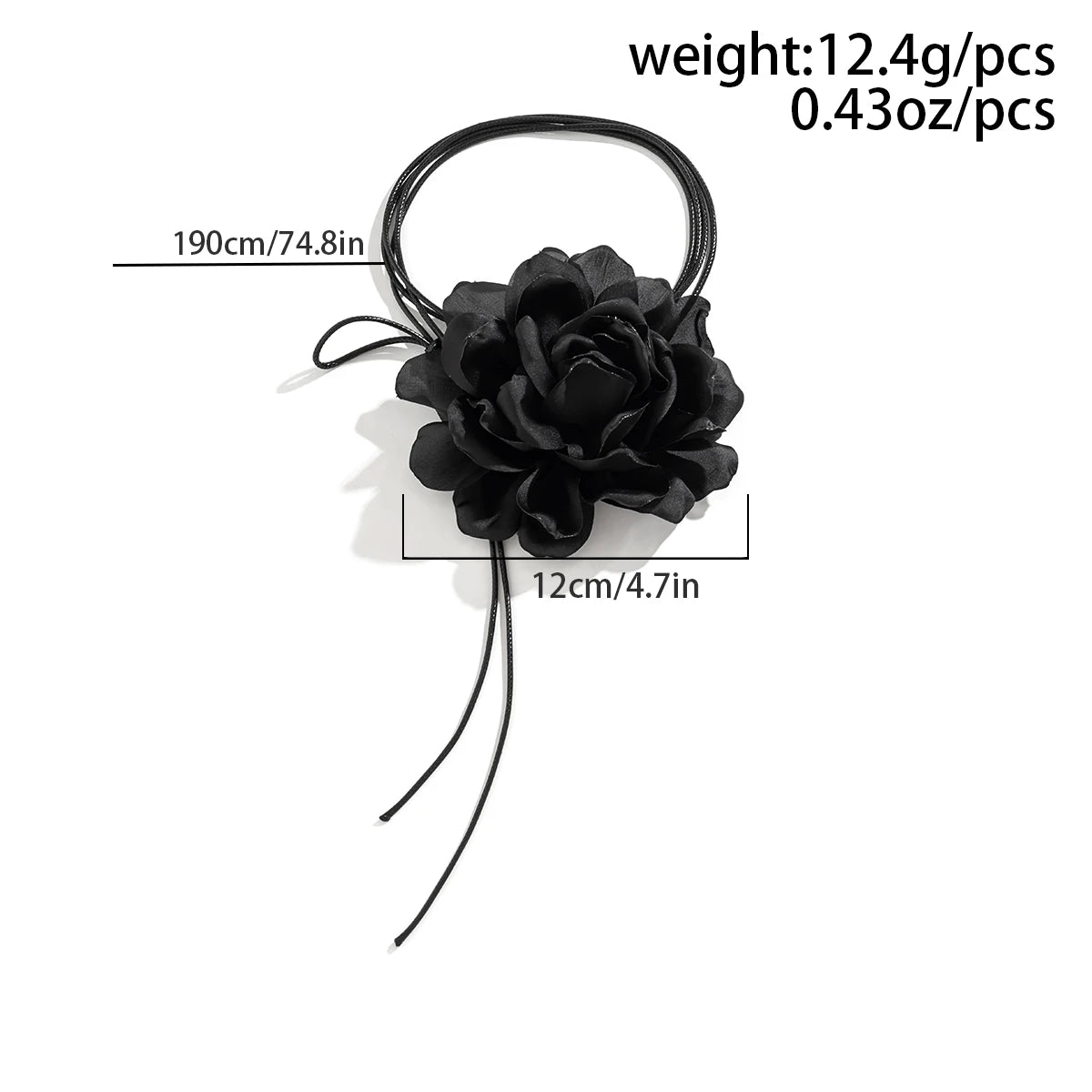 Exaggerated Goth Big Rose Flower Clavicle Chain Necklace for Women Romantic Kpop Adjustable Bowknot Choker Dinner Party Jewelry