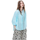 Women's Solid Color Sheer Blouse, Stand Collar Puff Sleeve Casual Button Down Loose Fit Shirt