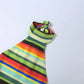 Colorful Stripe Halter Dress Women Sexy Backless Bandage Knit Thin Sleeveless Hottie Stretch Vacation Beach Clubwear