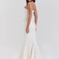 Strapless Sexy Two Piece Set Women White Off-shoulder Lace-up Crop Tops And Maxi Skirt Matching Sets Female Dress Set
