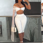 Sexy Fashion 2 Piece Set Women Mesh Patchwork Single Sleeve Strapless Top+Skinny Shorts Hottie Street Hipster Outfits