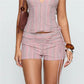 Summer Vacation Low Waist Shorts Women Fold Over Waistband Side Tie Ruched Striped Solid Casual Beach Mini Short Pants