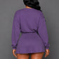Sporty 2-Piece Set Women o-Neck Lantern Long Sleeve Crop Tops+Split Drawstring Skirt Fashion Summer Autumn Suits