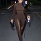 Sexy Fall Jumpsuits Women Diy Shirring o-Neck Full Sleeve Midnight Party Club Stretch Activity Fitness Slim Overalls
