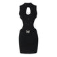 Butterfly Hollow Backless Mini Dress Sexy Black Bodycon Dresses Woman Clothes Y2k Club Outfits