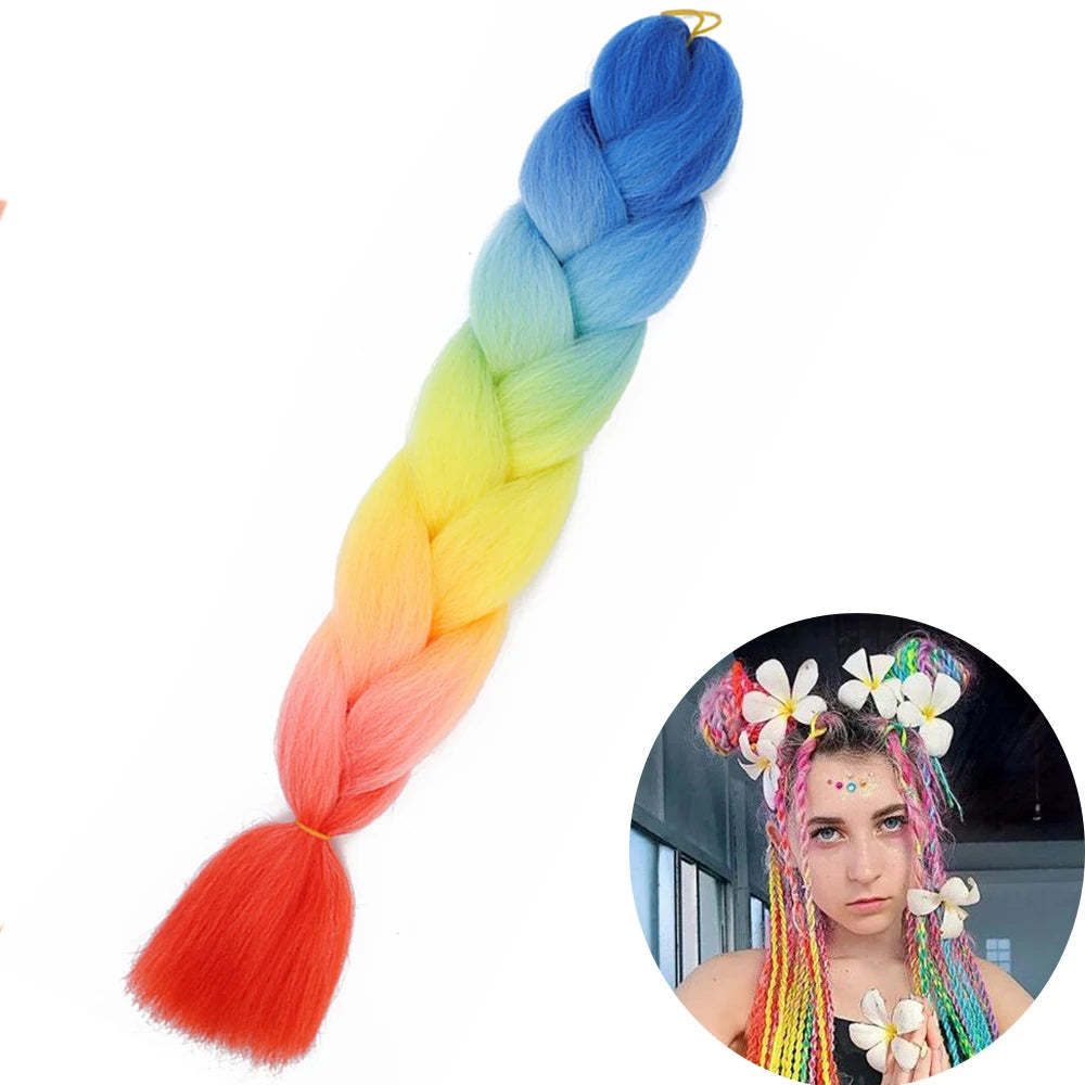 Synthetic Jumbo Braiding Hair Extension 24 Inch Heat Resistant Fiber In Bulk Ombre Jumbo Braids Hair For Black Women