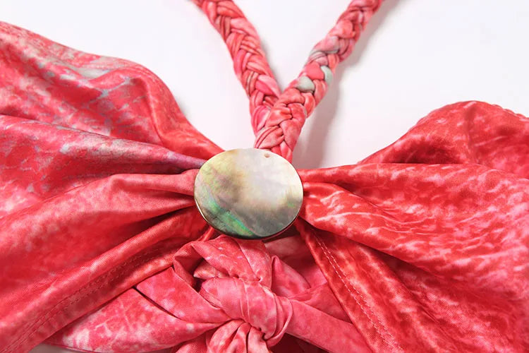 Plait 2 Piece Set Woven Y2K Summer Beach Vacation Halter Bandage Tank Tops+Hollow Slash Maxi Skirts Matching Clubwear