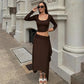 2 Piece Sets Long Sleeve Top and Matching Asymmetrical Midi Skirt Coords Set for Woman Elegant Fall Outfits