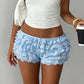 Women Ruffle Lace Bloomers Multi Layered Floral Lace Trim Mini Shorts Elastic Waist Cute Pettipants Y2K Lolita Underwear