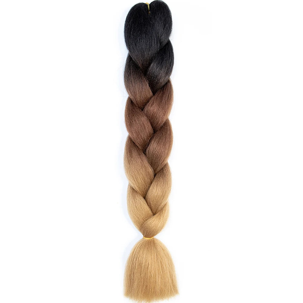 24 Inch Jumbo Box Braids Extensions Synthetic Braiding Hair DIY Hair Braids For Children Pink Purple Yellow Gray