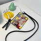 Cute Cat Print Card Holder, Mini Zipper Coin Purse with Lanyard, Casual Small Wallet for Women