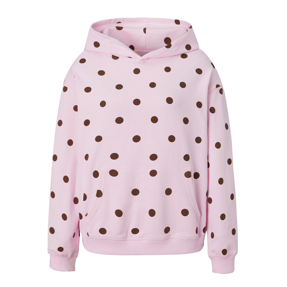 Women Polka Dot Print Oversized Hoodie Long Sleeve Kangaroo Pocket Casual Hooded Sweatshirt Autumn Daily Pullover Tops