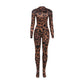Hipster Leopard Print 2-Piece Set Women o-Neck Crop Top+Leggings Matching Sexy Stretch Skinny Street Clubwear Outfits