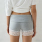Chic Y2K Style Fold Over Waist Lace Trim Biker Shorts for Women Solid Color Soft Safety Shorts Casual Daily Loungewear