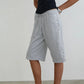 Women's Knee Length Sweat Shorts with Side Snap Buttons Drawstring Waist Casual Loose Fit Summer Y2K Streetwear