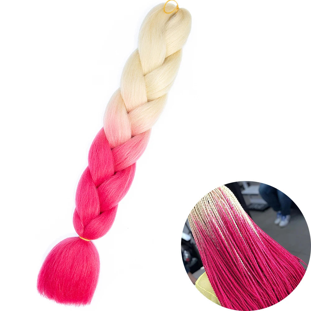 Synthetic Jumbo Braiding Hair Extension 24 Inch Heat Resistant Fiber In Bulk Ombre Jumbo Braids Hair For Black Women