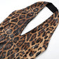 Leopard Print Sequin Dress Sexy Halter Deep V Backless Mini Dresses Summer Woman Night Club Outfits
