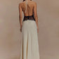 Summer Backless Sexy Maxi Dress Women Gown Patchwork Lace Halter Deep V Neck Sleeveless High Waist Elegant Long Dress