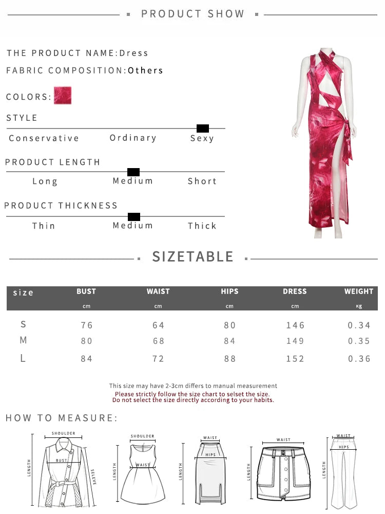 Flower Print Dress Women Backless Waistless Cross Lace-Up Halter Side Slit Patchwork Midnight Clubwear Party Vestidos