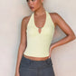 Hardwear Detail Hollow Halter Crop Tops 2025 Summer Woman Clothes Fashion Sexy Backless Tank Top