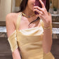 Satin Halter Maxi Dress Women Short Sleeve Low-Neck Off-Shoulder Summer Fashion Wedding Party Chic Elegant Vestidos