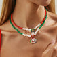 Christmas 2Pcs/set Christmas Elk Bell Socks Pendant Necklaces Women Boho Imitation Pearl Bead Chain 2026 Fashion Jewellery Gift
