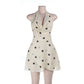 Polka Dot Print Halter Neck Open Back Mini A-line Dress French Vintage Sexy Summer Dresses 2026