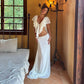 White Two Piece Set Woman Party Dress Suits Ruffle Crop Top Maxi Skirt Elegant Sexy Vacation Outfits Summer