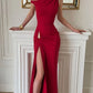 One Shoulder High Split Sexy Maxi Dress Women Elegant Sleeveless Backless Ruched Bodycon Club Party Long Dresses