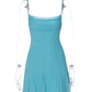 Women Mesh Spaghetti Strap Mini Dress Square Neck Ruched Bust Backless Dress Summer Club Party Evening Bodycon Dresses
