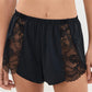 Women Sexy Lace Trim Sleep Shorts Elastic Waist Satin Pajama Shorts with Floral Lace Panel for Daily Casual Loungewear