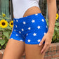 Women Star Pattern Boyshort Shorts Stretch Slim Low Waist Short Pants Cosplay Party Sport Workout Casual Bottoms