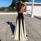 Black Patchwork Elegant Fit and Flared Dresses Woman Clothing Sleeveless Long Maxi Dress Party Evening Gown