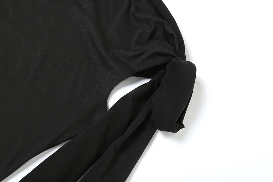 Knot Bandage Dress Woman Summer Sexy Solid Elegant One-Shoulder Sleeveless Bodyshape Simple Party Skinny Vestidos