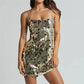 Women Sparkly Sequin Mini Dress Spaghetti Strap Open Back Lace Up Bodycon Dress for Nightclub Party and Birthday Outfits