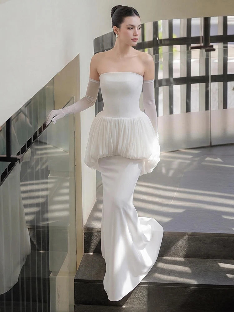 Sleeveless Elegant Mesh Patchwork Dress Women Fashion Classic Backless Split Trend Vacation Evening Party Long Bodycon