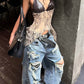 Patchwork Faux Leather Camisole Women Halter See Through Irregular Hem Zebra Stripe Print v-Neck Sexy Chic Streetwear