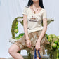 Women's Holiday‑Themed T‑Shirt with Cheetah Graphic Print, U‑Neck Short Sleeve Slim Fit Tee for Summer Casual Daily Wear